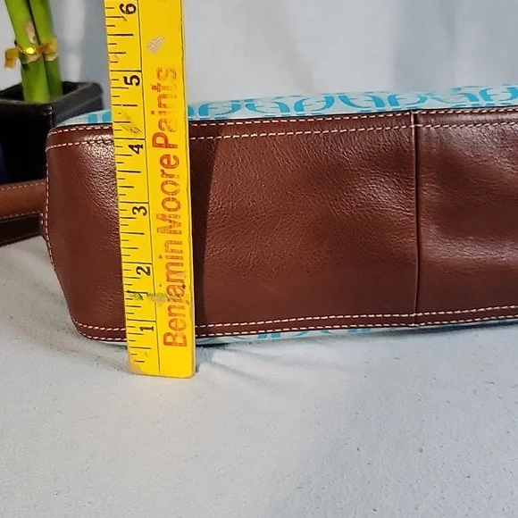 Fossil Monogram Canvas & Leather Shoulder Bag w/ Key - Picture 10 of 11